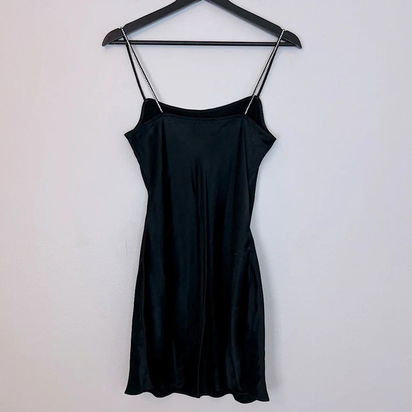 Wilfred Aritzia Satin Mini Dress Rhinestone Sparkle Black XS Cocktail Party Fall - Picture 5 of 8